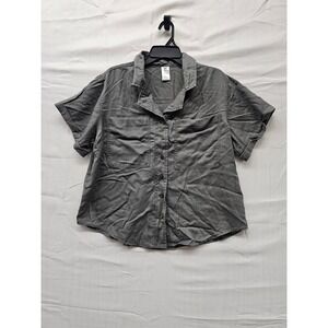 Member's Mark Tencel Camp Shirt Olive Green Lyocell Short Sleeve Utility Top L